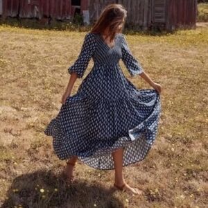 Christy Dawn Basil Dress In Sea Block